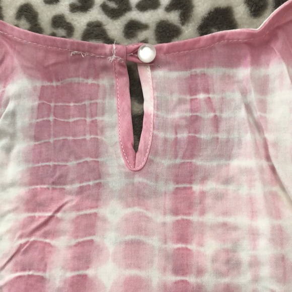 Entro Boho Lace Crochet Front Tie Dye Tank Dress in Pink & Cream Size Medium - Picture 12 of 16